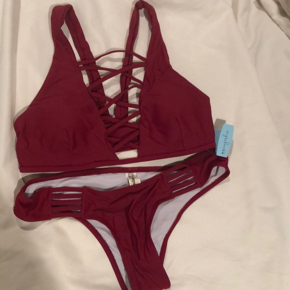 Burgundy Cupshe bikini